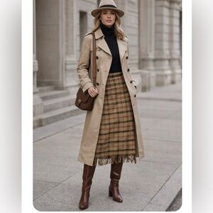 Vintage Wool Plaid Maxi Skirt Size Large